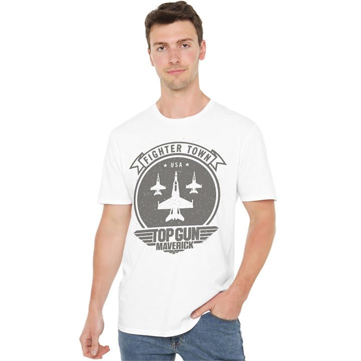Top Gun Men's White Maverick Fighter Town T Shirt in Size 5XL, Sports Direct