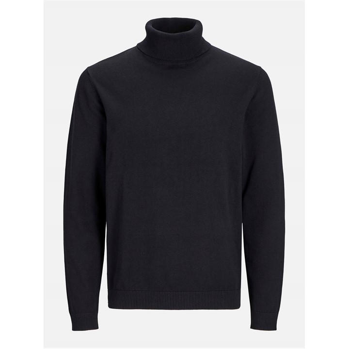Jack And Jones Men's Black Roll Neck Knitted Jumper in Size M, Sports Direct