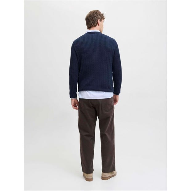 Navy Blazer - Jack and Jones - Emil Cable Knit Jumper Mens