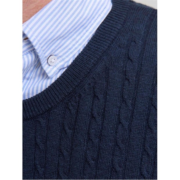 Navy Blazer - Jack and Jones - Emil Cable Knit Jumper Mens