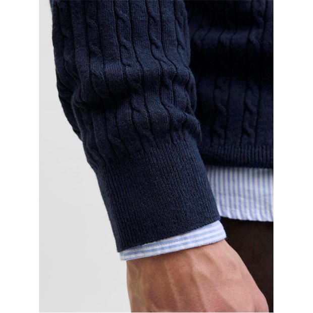 Navy Blazer - Jack and Jones - Emil Cable Knit Jumper Mens