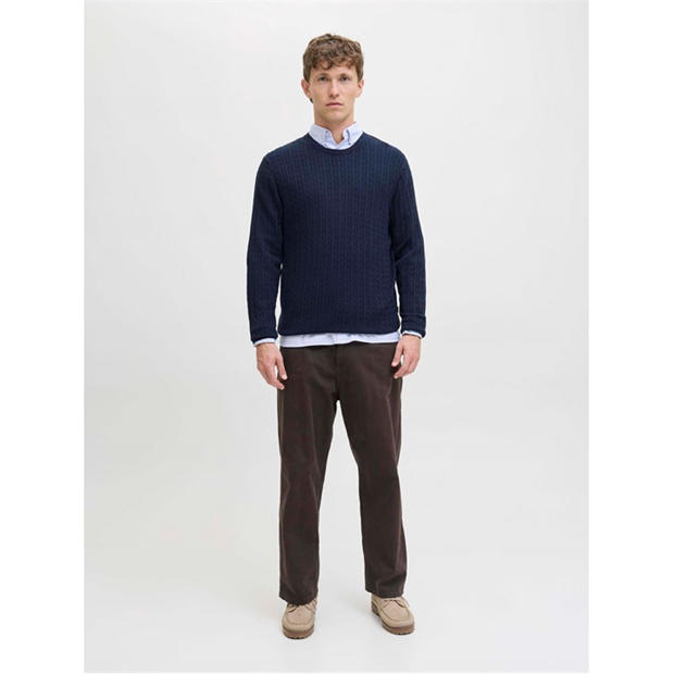 Navy Blazer - Jack and Jones - Emil Cable Knit Jumper Mens