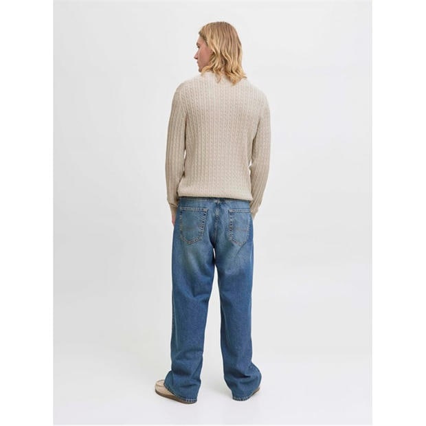 Oatmeal - Jack and Jones - Emil Cable Knit Jumper Mens