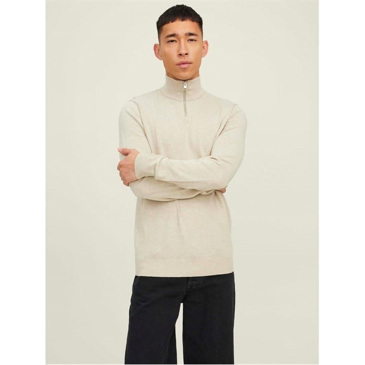 Jack And Jones Men's Cream Emil Half Zip Knitted Top in Size 2XL, Sports Direct
