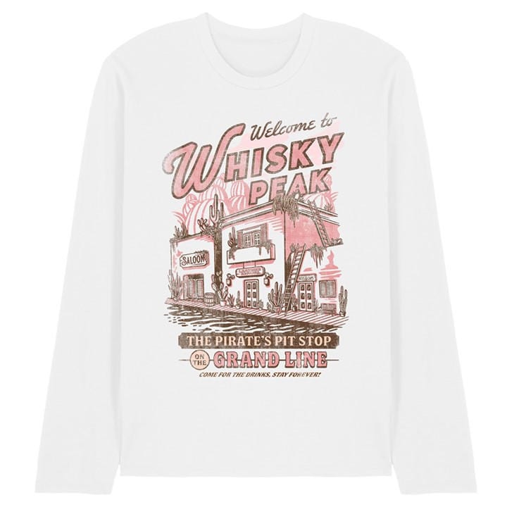 One Piece Men's White Welcome To Whisky Peak Long Sleeve T-Shi in Size XL, Sports Direct