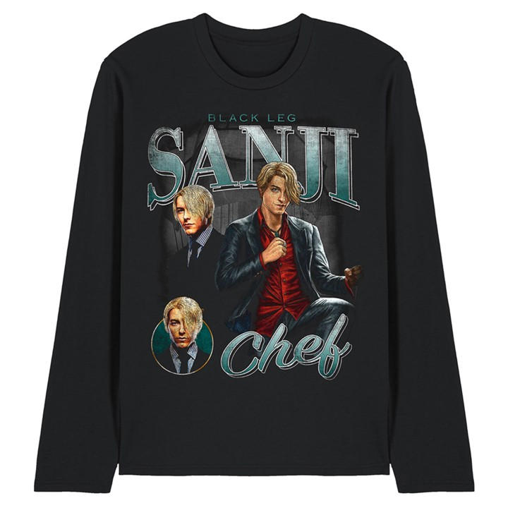 One Piece Men's Black Sanji Homage Long Sleeve T-Shirt in Size 2XL, Sports Direct