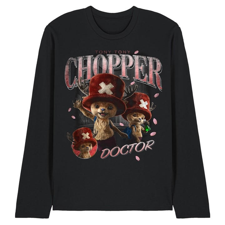 One Piece Men's Black Chopper Homage Long Sleeve T-Shirt Blac in Size 2XL, Sports Direct