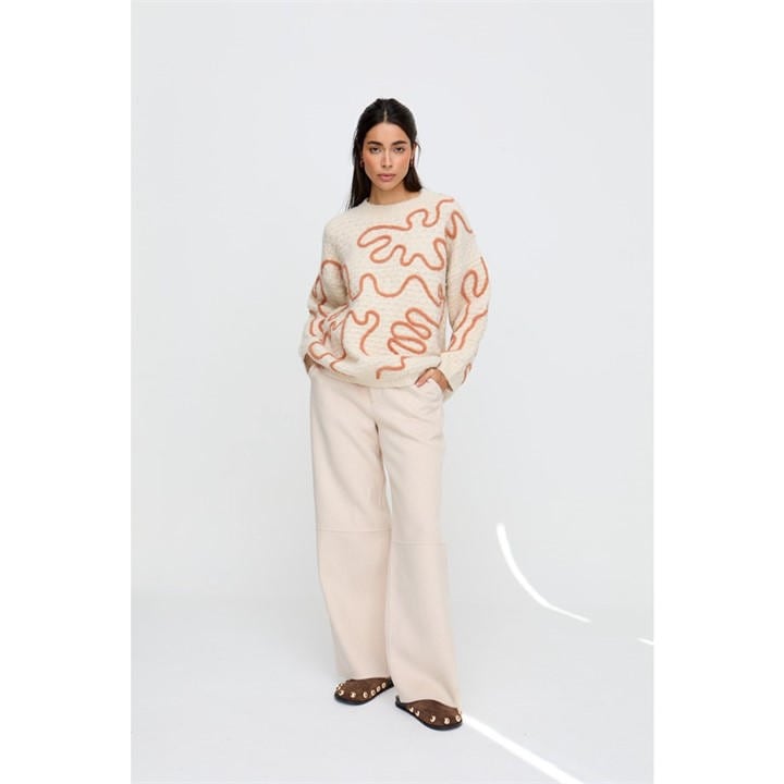 Raffya Women's Cream Elton Embroidered Jumper In in Size 8, Sports Direct