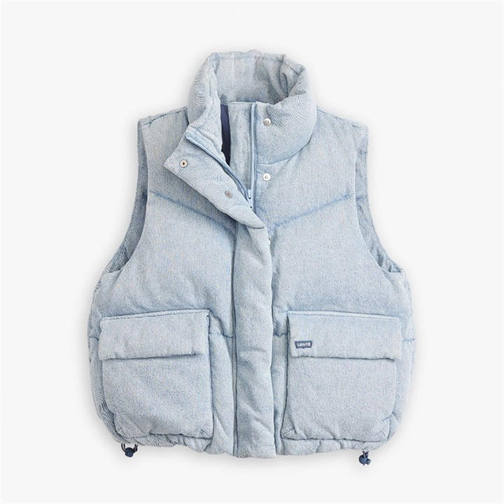 Levis Women's Blue Western Bubble Anthracite Gilet in Size 8, Sports Direct