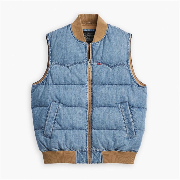 Levis Men's Blue Western Puff Gilet in Size XL, Sports Direct
