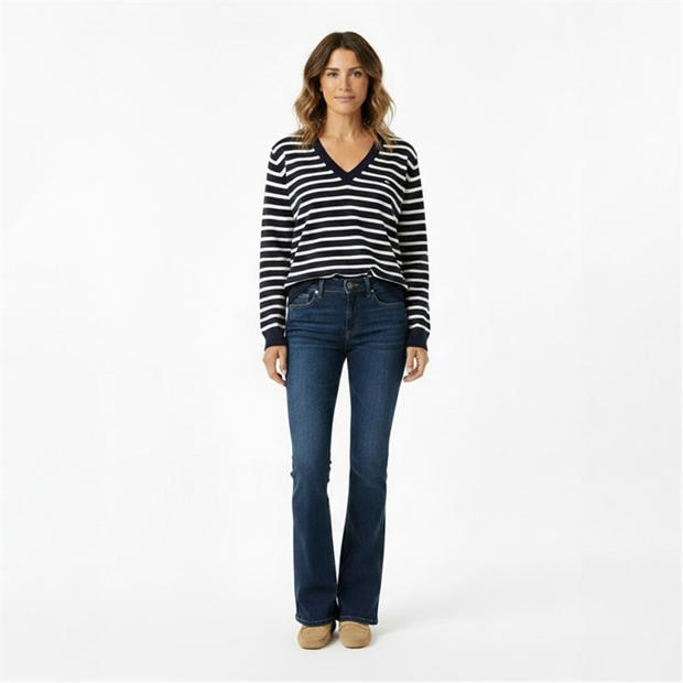 Navy/Stripe - Tommy Jeans - Women's V-Neck Jumper