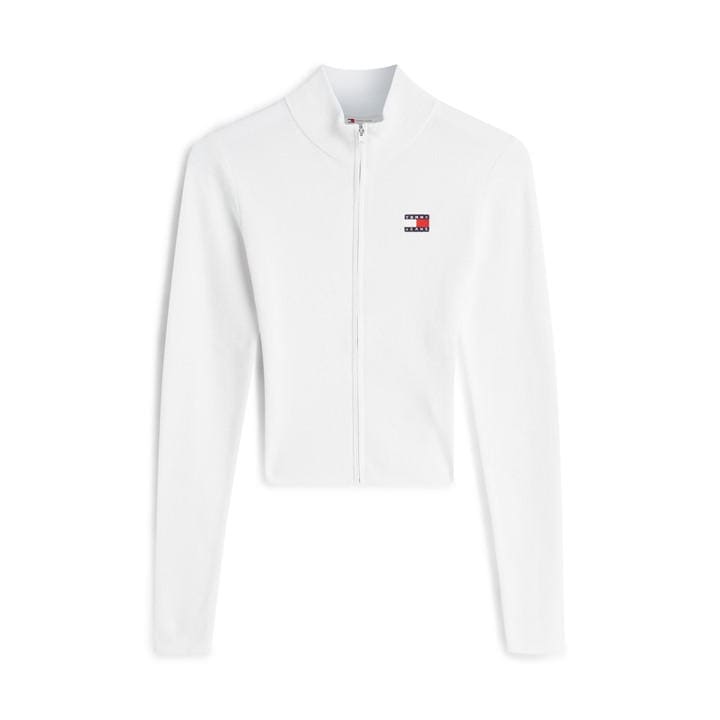 Tommy Jeans Women's White Full Zip Knitted Top in Size 12, Sports Direct