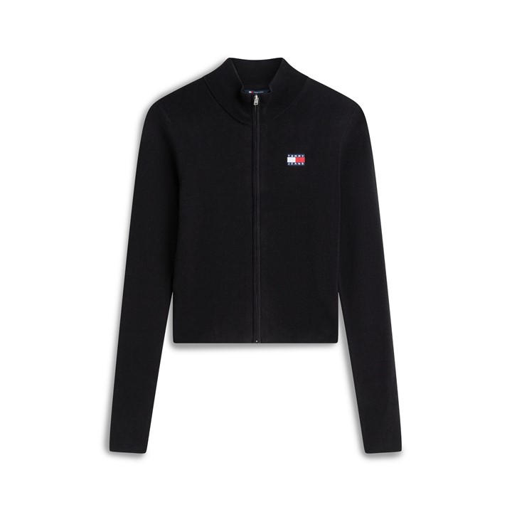 Tommy Jeans Women's Black Full Zip Knitted Top in Size 8, Sports Direct