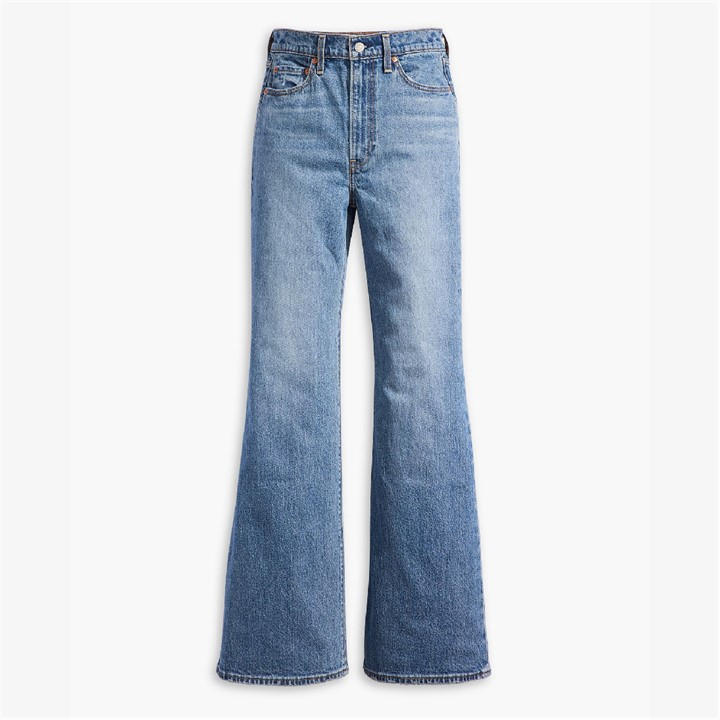 Levis Women's Blue Ribcage Bells Wide Leg Jeans in Size 32 R, Sports Direct