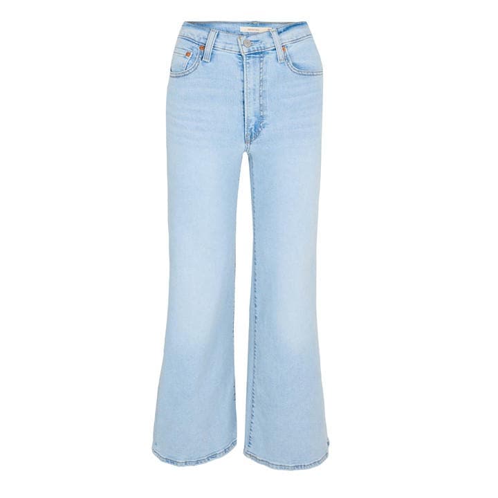 Levis Women's Blue Ribcage Bells Wide Leg Jeans in Size 32 R, Sports Direct