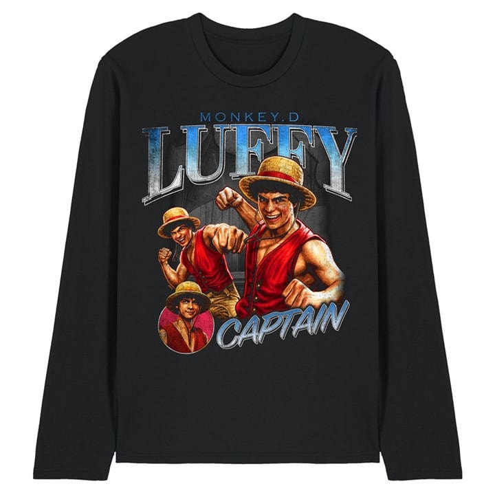 One Piece Men's Black Luffy Homage Long Sleeve T-Shirt in Size 2XL, Sports Direct