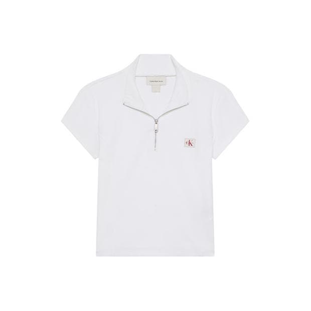 Bright White - Calvin Klein Jeans - Women's Knitted Short Sleeve Polo Shirt