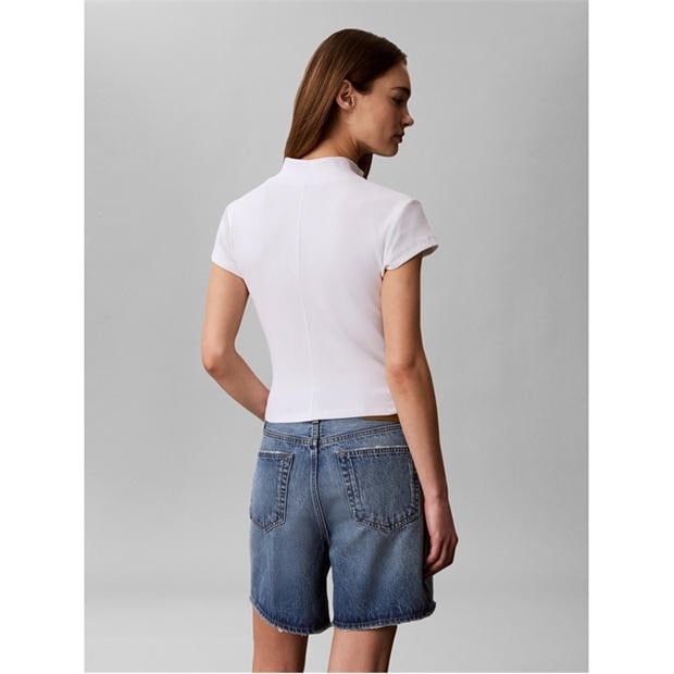 Bright White - Calvin Klein Jeans - Women's Knitted Short Sleeve Polo Shirt