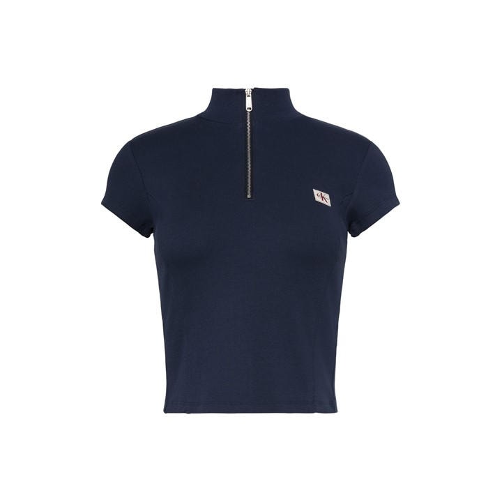 Calvin Klein Jeans Women's Blue Knitted Short Sleeve Polo Shirt in Size 8, Sports Direct
