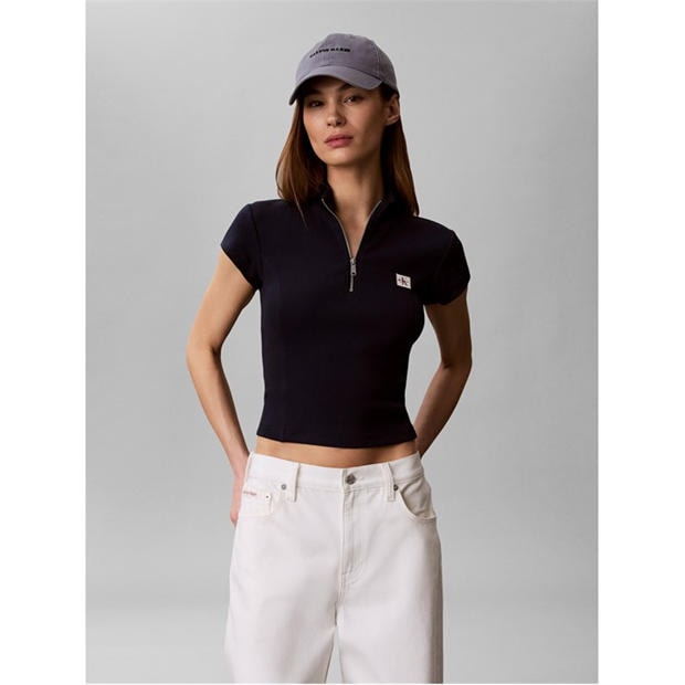 Dark Saphire - Calvin Klein Jeans - Women's Knitted Short Sleeve Polo Shirt