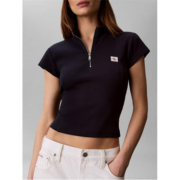 Dark Saphire - Calvin Klein Jeans - Women's Knitted Short Sleeve Polo Shirt