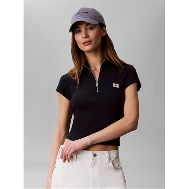 Dark Saphire - Calvin Klein Jeans - Women's Knitted Short Sleeve Polo Shirt
