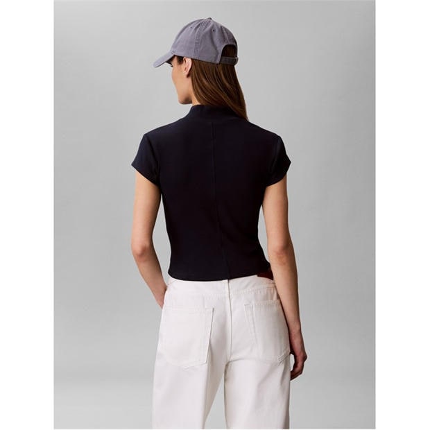 Dark Saphire - Calvin Klein Jeans - Women's Knitted Short Sleeve Polo Shirt
