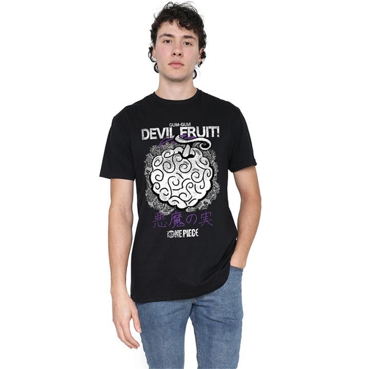 One Piece Men's Black Gumgum Devil Fruit T-Shirt in Size 5XL, Sports Direct