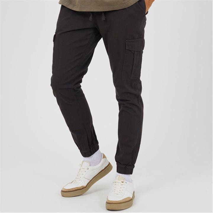 Brave Soul Men's Grey Twill Cuffed Trousers in Size 34 R, Sports Direct