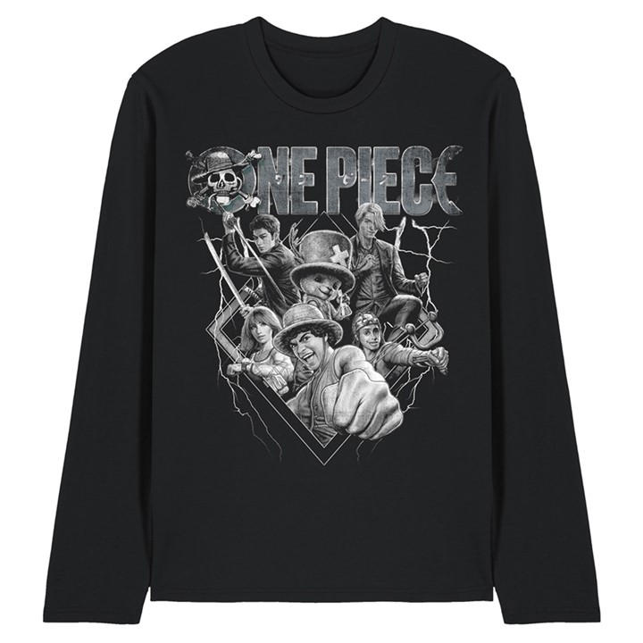 One Piece Men's Black Straw Hat Crew Heavy Metal Long Sleeve T in Size L, Sports Direct