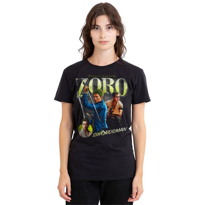 One Piece Women's Black Zoro Homage T-Shirt in Size XL, Sports Direct