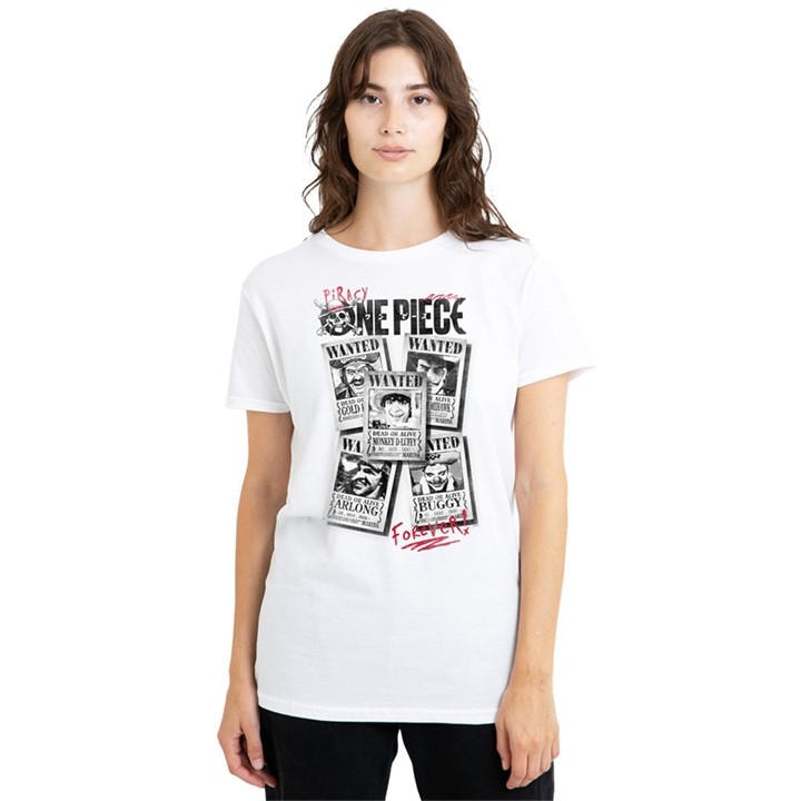 One Piece Women's White Wanted Posters T-Shirt in Size XL, Sports Direct