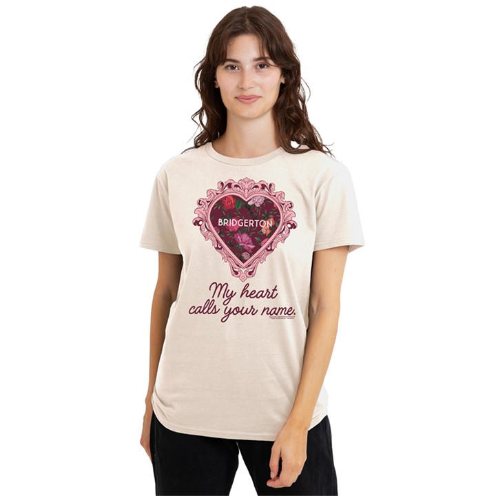 Bridgerton Women' Beige My Heart Calls Your Name T Shirt Natur in Size S, Sports Direct