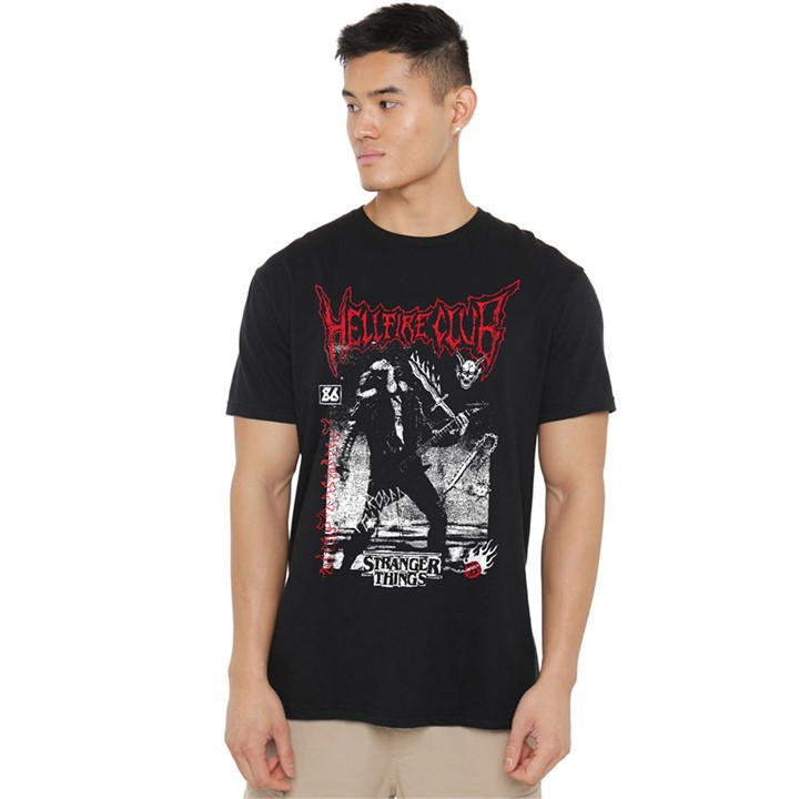 Stranger Things Men's Black Eddie Hellfire T-Shirt in Size 2XL, Sports Direct