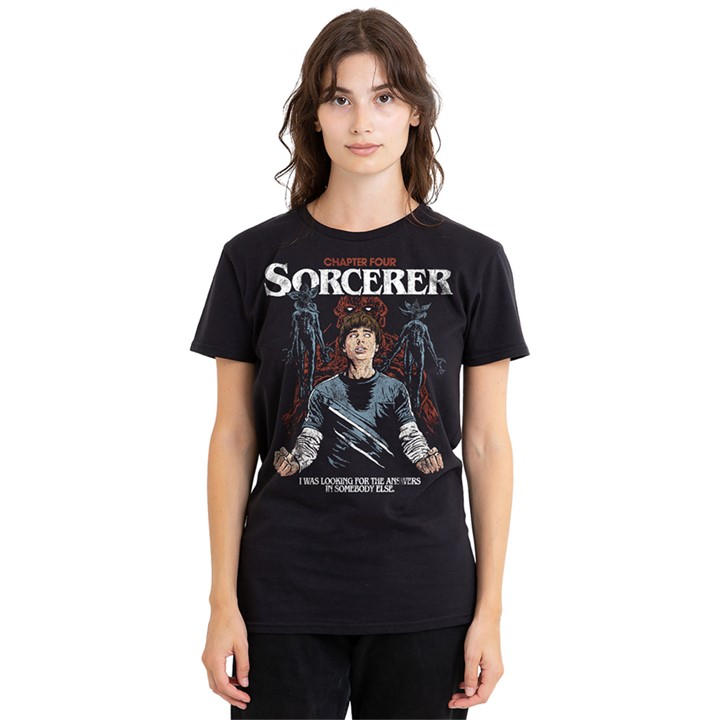 Stranger Things Women's Black Will The Sorcerer T-Shirt in Size L, Sports Direct