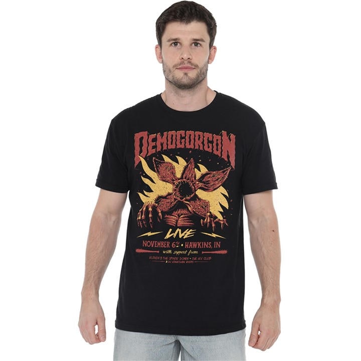 Stranger Things Men's Black Demogorgon Live T-Shirt in Size M, Sports Direct