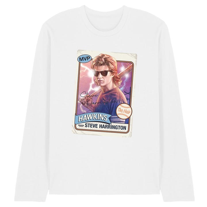 Stranger Things Men's White Steve Harrington Hair Long Sleeve in Size XL, Sports Direct