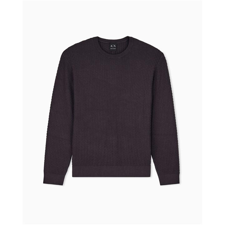 Armani Exchange Men's Lightweight Textured Wool Crew-Neck Jumper - Licorice Chain - L - Image 4