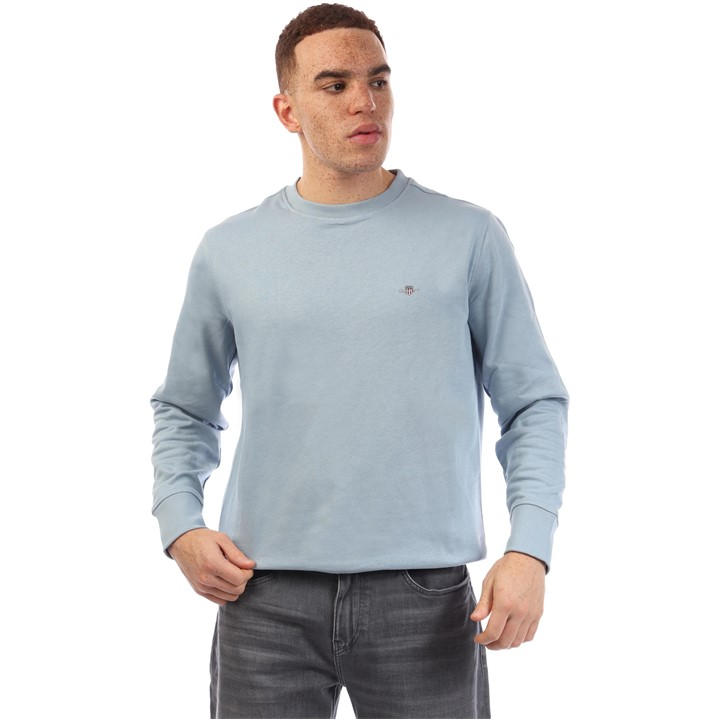 Gant Men's Blue Shield Logo Crewneck Sweatshirt