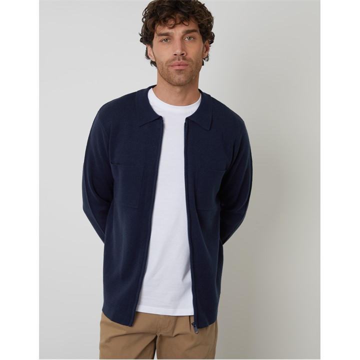 Threadbare Men's Blue Burleigh Zip Cardigan in Size L, Sports Direct
