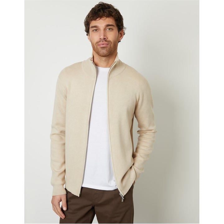 Threadbare Men's Cream Wynnstay Zip Cardigan in Size M, Sports Direct