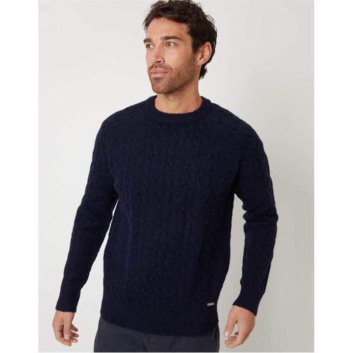 Threadbare Men's Blue Monton Cable Crew Knit Jumper in Size 2XL, Sports Direct