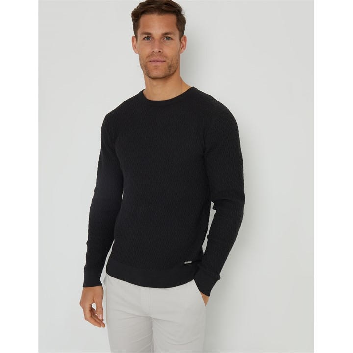 Threadbare Men's Black Staleyhall Crew Neck Jumper in Size M, Sports Direct