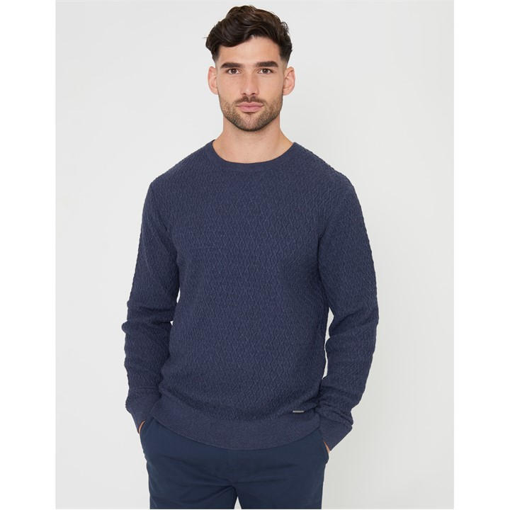 Threadbare Men's Blue Staleyhall Crew Neck Jumper in Size M, Sports Direct