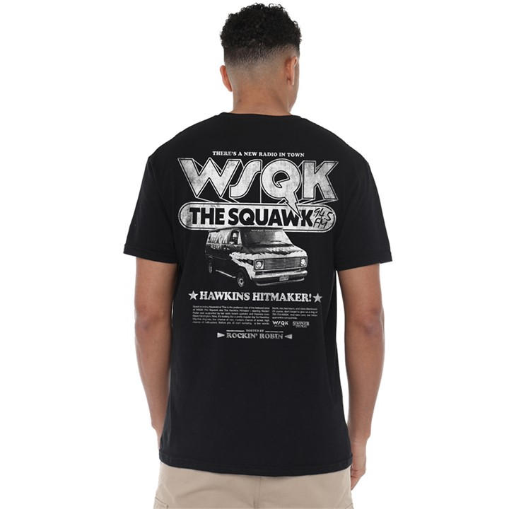 Stranger Things Men's Black Hawkins Hitmaker Wsqk Back T-Shirt in Size 4XL, Sports Direct