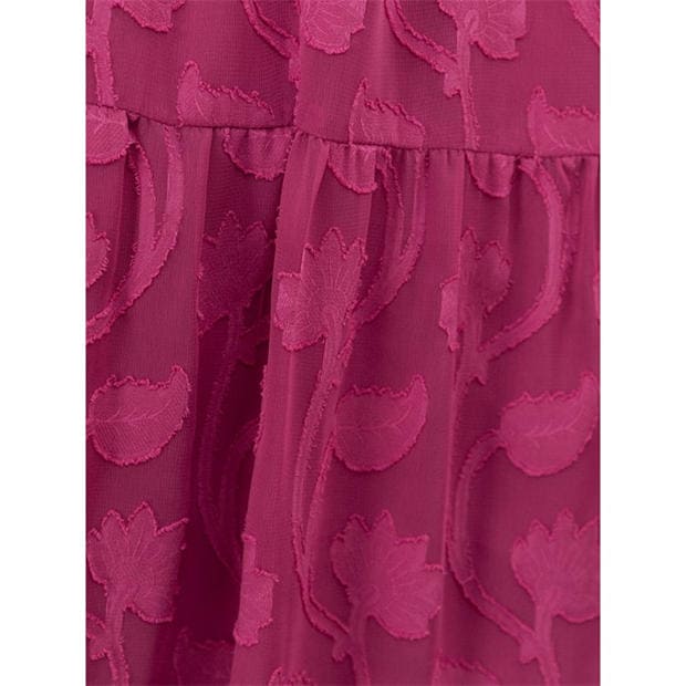 Fuchsia - Lovedrobe - Lovedrobe Fuchsia Floral Burnout Tiered Maxi Skirt