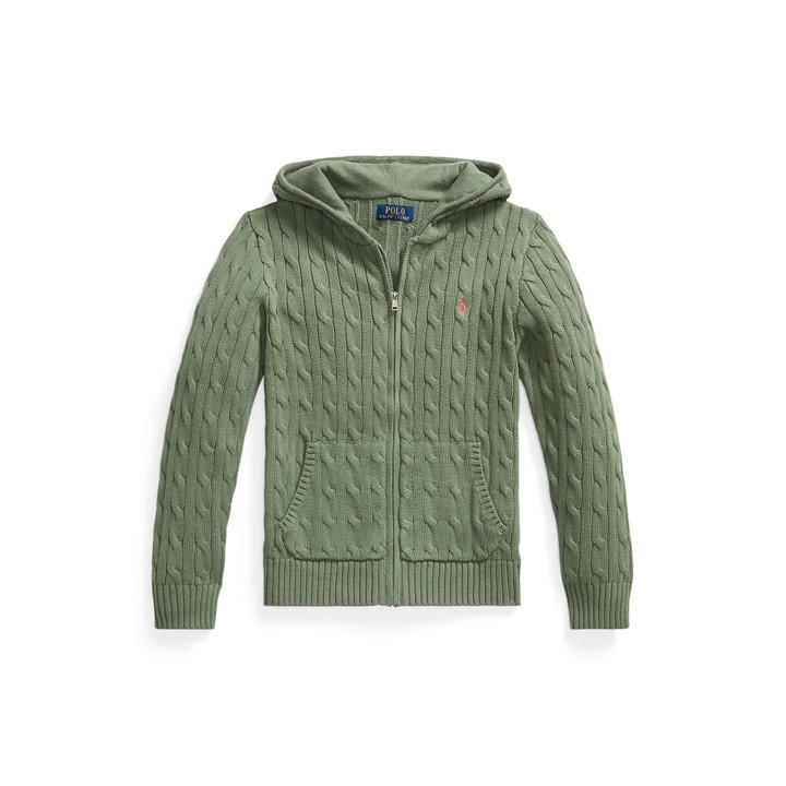 Polo Ralph Lauren Boys Green Kids' Zip Knitted Hoodie, Sports Direct