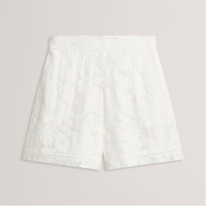 Ted Baker Women's Floral Texture High-Waisted Woven Shorts - White - 10 (S) - Image 2