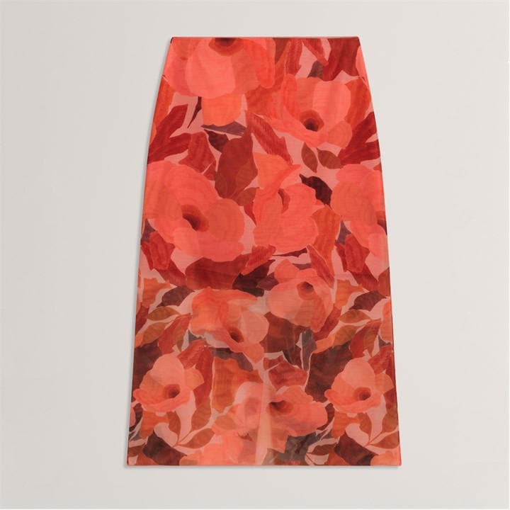 Ted Baker Women's Orange Print Midi Skirt in Size 8, Sports Direct