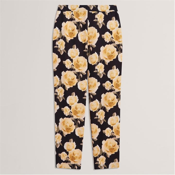 Ted Baker Women's Black Printed Tapered Tailored Trousers in Size 8, Sports Direct